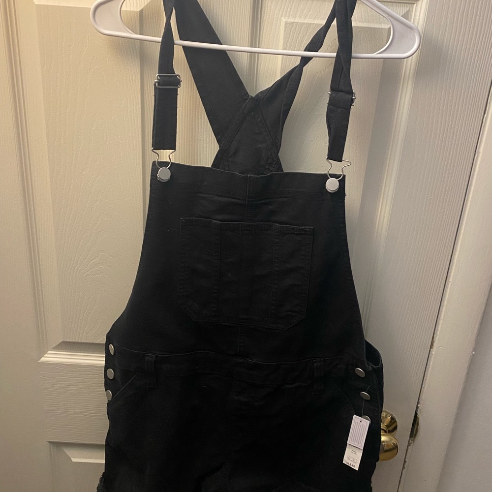 Black  denim Overall Shorts